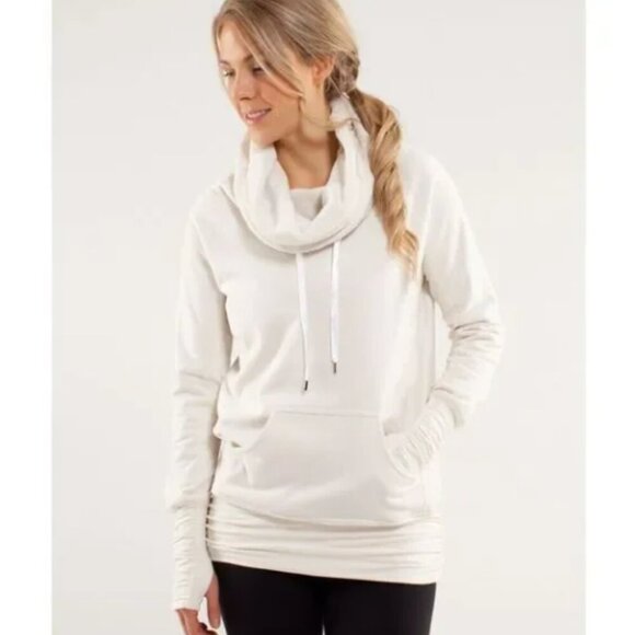 Lululemon Don't Hurry Be Happy Cowl Neck Pullover Sweatshirt Polar Cream Size 4 - Picture 1 of 9